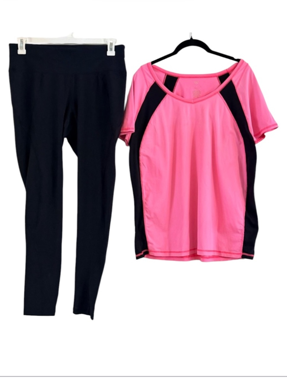 Livi Active Lane Bryant Workout Set Pink Black Top BlackLeggings Size 14/16
